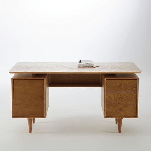 Escritorio estilo moderno de madera de encino con 2 cajones 1 puerta