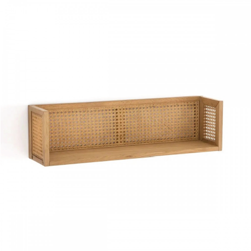 Repisa estilo vintage con madera de encino y ratán