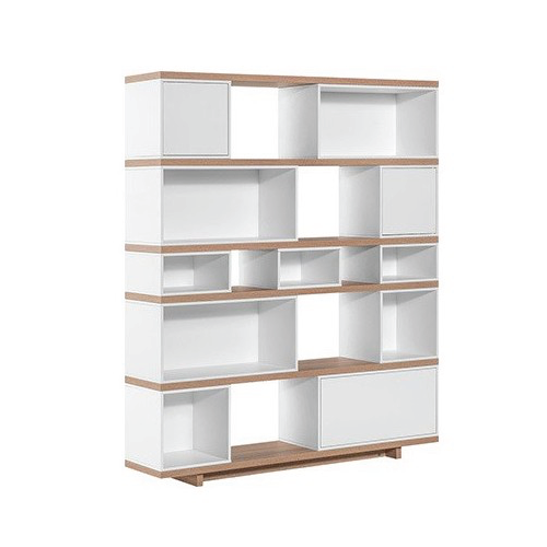Librero estilo moderno color blanco y madera de encino