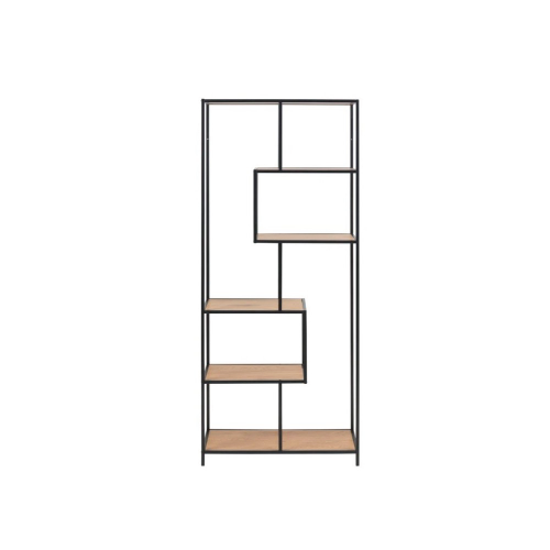 Librero estilo industrial con madera de encino y 5 repisas